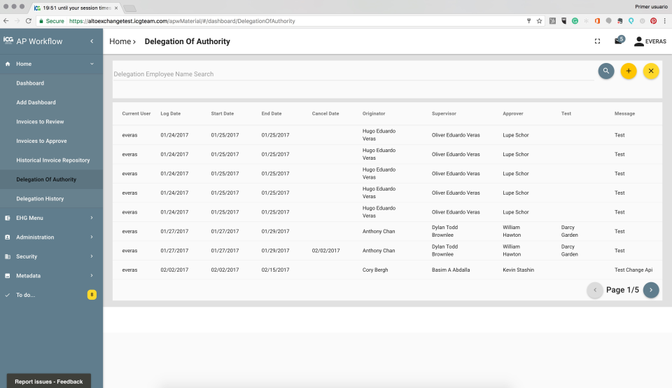 screenshot of ALTO Accounts Payable